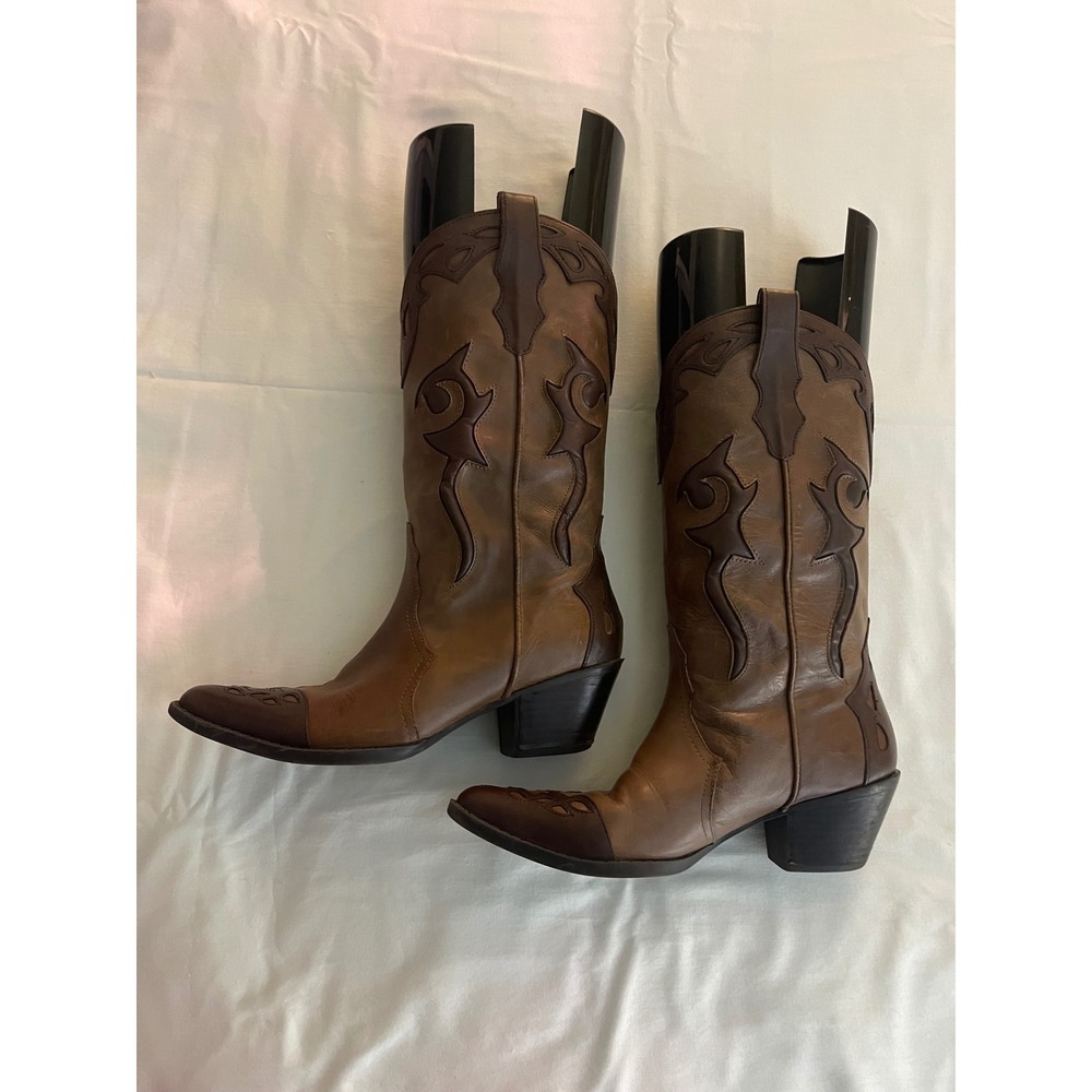 Reba McEntire Collins Brown Leather Western Cowboy Boots A1830L1901 Womens 7M - Picture 2 of 8
